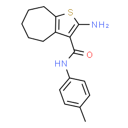 ChemSpider 2D Image | 2-amino-N-(4-methylphenyl)-4H,5H,6H,7H,8H-cyclohepta[b]thiophene-3-carboxamide | C17H20N2OS