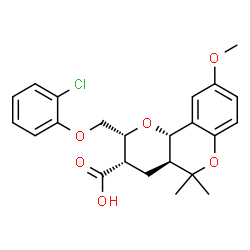 ChemSpider 2D Image | (2R,3S,4aS,10bS)-2-[(2-Chlorophenoxy)methyl]-9-methoxy-5,5-dimethyl-3,4,4a,10b-tetrahydro-2H,5H-pyrano[3,2-c]chromene-3-carboxylic acid | C23H25ClO6