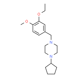 ChemSpider 2D Image | 1-Cyclopentyl-4-(3-ethoxy-4-methoxybenzyl)piperazine | C19H30N2O2