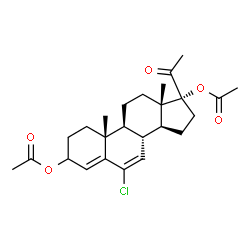 ChemSpider 2D Image | 6-Chloro-20-oxopregna-4,6-diene-3,17-diyl diacetate | C25H33ClO5