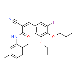 ChemSpider 2D Image | (2Z)-2-Cyano-N-(2,5-dimethylphenyl)-3-(3-ethoxy-5-iodo-4-propoxyphenyl)acrylamide | C23H25IN2O3