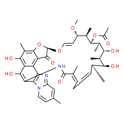 ChemSpider 2D Image | (7S,9E,11S,12R,13S,14R,15R,16R,17S,18S,21Z)-2,15,17,36-Tetrahydroxy-11-methoxy-3,7,12,14,16,18,22,30-octamethyl-6,23-dioxo-8,37-dioxa-24,27,33-triazahexacyclo[23.10.1.1~4,7~.0~5,35~.0~26,34~.0~27,32~]
heptatriaconta-1(35),2,4,9,19,21,25(36),26(34),28,30,32-undecaen-13-yl acetate | C43H51N3O11