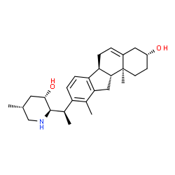 ChemSpider 2D Image | (3alpha,8alpha,9beta,10alpha,20R,22R,23S,25R)-14,15,16,17-Tetradehydroveratraman-3,23-diol | C27H39NO2