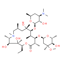 ChemSpider 2D Image | (2S,3R,4S,5S,8S,10S,11S,12R,13R,14S)-2-Ethyl-3,4,10-trihydroxy-3,5,6,8,10,12,14-heptamethyl-15-oxo-11-{[3,4,6-trideoxy-3-(dimethylamino)-beta-L-xylo-hexopyranosyl]oxy}-1-oxa-6-azacyclopentadecan-13-yl
 2,6-dideoxy-3-C-methyl-3-O-methyl-alpha-D-ribo-hexopyranoside | C38H72N2O12