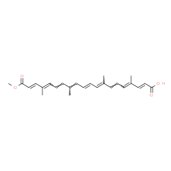 ChemSpider 2D Image | (2E,4E,6E,8E,10E,12E,14E,16E,18E)-20-Methoxy-4,8,13,17-tetramethyl-20-oxo-2,4,6,8,10,12,14,16,18-icosanonaenoic acid | C25H30O4