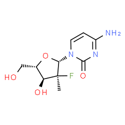ChemSpider 2D Image | 4-Amino-1-(2-deoxy-2-fluoro-2-methyl-beta-L-ribofuranosyl)-2(1H)-pyrimidinone | C10H14FN3O4