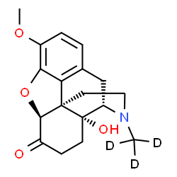 ChemSpider 2D Image | (5beta,9alpha,13alpha,14alpha)-14-Hydroxy-3-methoxy-17-(~2~H_3_)methyl-4,5-epoxymorphinan-6-one | C18H18D3NO4
