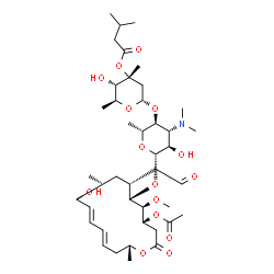 ChemSpider 2D Image | (2S,3S,4R,6S)-6-{[(2R,3S,4R,5R,6S)-6-{[(4R,5S,6S,7R,11E,13E,16R)-4-Acetoxy-10-hydroxy-5-methoxy-9,16-dimethyl-2-oxo-7-(2-oxoethyl)oxacyclohexadeca-11,13-dien-6-yl]oxy}-4-(dimethylamino)-5-hydroxy-2-me
thyltetrahydro-2H-pyran-3-yl]oxy}-3-hydroxy-2,4-dimethyltetrahydro-2H-pyran-4-yl 3-methylbutanoate (non-preferred name) | C42H69NO15