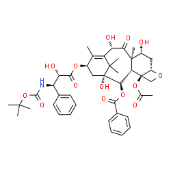 ChemSpider 2D Image | (1beta,2beta,3beta,4alpha,5alpha,7alpha,8alpha,10alpha,13beta)-4-Acetoxy-1,7,10-trihydroxy-13-{[(2S,3R)-2-hydroxy-3-({[(2-methyl-2-propanyl)oxy]carbonyl}amino)-3-phenylpropanoyl]oxy}-9-oxo-5,20-epoxyt
ax-11-en-2-yl benzoate | C43H53NO14