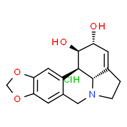 ChemSpider 2D Image | (1R,2R,12bR,12cR)-2,4,5,7,12b,12c-Hexahydro-1H-[1,3]dioxolo[4,5-j]pyrrolo[3,2,1-de]phenanthridine-1,2-diol hydrochloride (1:1) | C16H18ClNO4