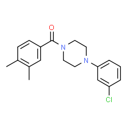 ChemSpider 2D Image | [4-(3-Chlorophenyl)-1-piperazinyl](3,4-dimethylphenyl)methanone | C19H21ClN2O