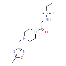 ChemSpider 2D Image | N-(2-{4-[(5-Methyl-1,2,4-oxadiazol-3-yl)methyl]-1-piperazinyl}-2-oxoethyl)ethanesulfonamide | C12H21N5O4S