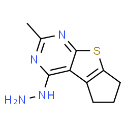 ChemSpider 2D Image | 4-Hydrazino-2-methyl-6,7-dihydro-5H-cyclopenta[4,5]thieno[2,3-d]pyrimidine | C10H12N4S