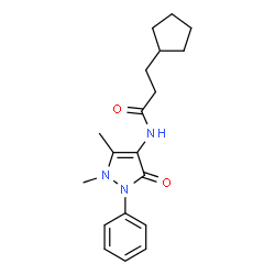ChemSpider 2D Image | 3-Cyclopentyl-N-(1,5-dimethyl-3-oxo-2-phenyl-2,3-dihydro-1H-pyrazol-4-yl)propanamide | C19H25N3O2