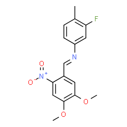 ChemSpider 2D Image | n-[(e)-(4,5-dimethoxy-2-nitrophenyl)methylene]-3-fluoro-4-methylaniline | C16H15FN2O4