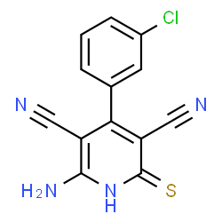 ChemSpider 2D Image | 6-Amino-4-(3-chlorophenyl)-2-thioxo-1,2-dihydro-3,5-pyridinedicarbonitrile | C13H7ClN4S