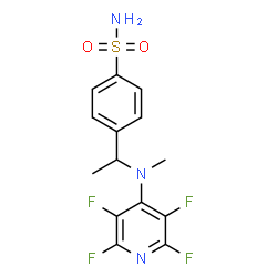ChemSpider 2D Image | 4-{1-[Methyl(2,3,5,6-tetrafluoro-4-pyridinyl)amino]ethyl}benzenesulfonamide | C14H13F4N3O2S