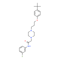 ChemSpider 2D Image | N-(3-Fluorophenyl)-2-(4-{3-[4-(2-methyl-2-propanyl)phenoxy]propyl}-1-piperazinyl)acetamide | C25H34FN3O2