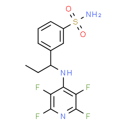 ChemSpider 2D Image | 3-{1-[(2,3,5,6-Tetrafluoro-4-pyridinyl)amino]propyl}benzenesulfonamide | C14H13F4N3O2S