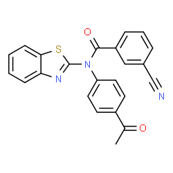 ChemSpider 2D Image | N-(4-Acetylphenyl)-N-(1,3-benzothiazol-2-yl)-3-cyanobenzamide | C23H15N3O2S
