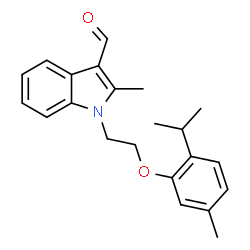 ChemSpider 2D Image | 1-[2-(2-Isopropyl-5-methylphenoxy)ethyl]-2-methyl-1H-indole-3-carbaldehyde | C22H25NO2