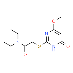 ChemSpider 2D Image | N,N-Diethyl-2-[(4-methoxy-6-oxo-1,6-dihydro-2-pyrimidinyl)sulfanyl]acetamide | C11H17N3O3S