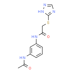 ChemSpider 2D Image | N-(3-Acetamidophenyl)-2-(1H-1,2,4-triazol-3-ylsulfanyl)acetamide | C12H13N5O2S