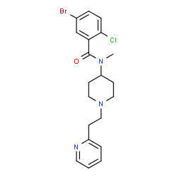 ChemSpider 2D Image | 5-Bromo-2-chloro-N-methyl-N-{1-[2-(2-pyridinyl)ethyl]-4-piperidinyl}benzamide | C20H23BrClN3O