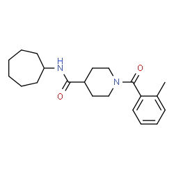 ChemSpider 2D Image | N-Cycloheptyl-1-(2-methylbenzoyl)-4-piperidinecarboxamide | C21H30N2O2