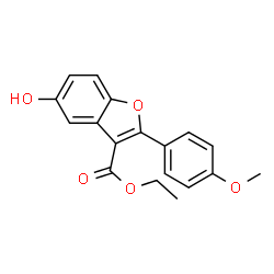 ChemSpider 2D Image | Ethyl 5-hydroxy-2-(4-methoxyphenyl)-1-benzofuran-3-carboxylate | C18H16O5