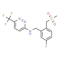 ChemSpider 2D Image | N-{5-Fluoro-2-[(methylsulfonyl)methyl]benzyl}-6-(trifluoromethyl)-3-pyridazinamine | C14H13F4N3O2S