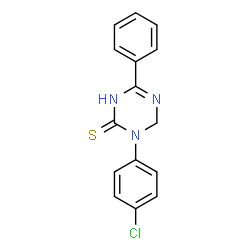 ChemSpider 2D Image | 3-(4-chlorophenyl)-6-phenyl-1,4-dihydro-1,3,5-triazine-2-thione | C15H12ClN3S