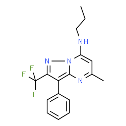 ChemSpider 2D Image | 5-Methyl-3-phenyl-N-propyl-2-(trifluoromethyl)pyrazolo[1,5-a]pyrimidin-7-amine | C17H17F3N4
