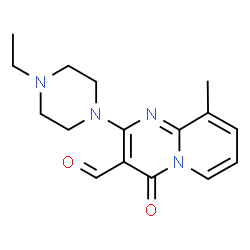ChemSpider 2D Image | 2-(4-Ethyl-1-piperazinyl)-9-methyl-4-oxo-4H-pyrido[1,2-a]pyrimidine-3-carbaldehyde | C16H20N4O2