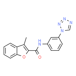 ChemSpider 2D Image | 3-Methyl-N-[3-(1H-tetrazol-1-yl)phenyl]-1-benzofuran-2-carboxamide | C17H13N5O2