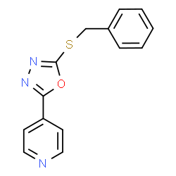 ChemSpider 2D Image | 4-[5-(Benzylsulfanyl)-1,3,4-oxadiazol-2-yl]pyridine | C14H11N3OS