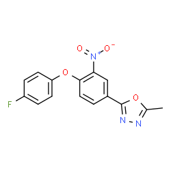 ChemSpider 2D Image | 2-[4-(4-Fluorophenoxy)-3-nitrophenyl]-5-methyl-1,3,4-oxadiazole | C15H10FN3O4