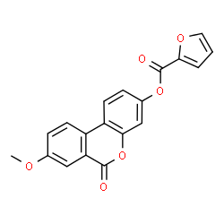 ChemSpider 2D Image | 8-Methoxy-6-oxo-6H-benzo[c]chromen-3-yl 2-furoate | C19H12O6