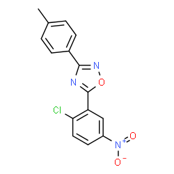 ChemSpider 2D Image | 5-(2-Chloro-5-nitrophenyl)-3-(4-methylphenyl)-1,2,4-oxadiazole | C15H10ClN3O3