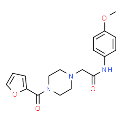ChemSpider 2D Image | 2-[4-(2-Furoyl)-1-piperazinyl]-N-(4-methoxyphenyl)acetamide | C18H21N3O4