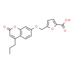 ChemSpider 2D Image | 5-{[(2-Oxo-4-propyl-2H-chromen-7-yl)oxy]methyl}-2-furoic acid | C18H16O6