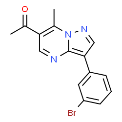 ChemSpider 2D Image | 1-[3-(3-Bromophenyl)-7-methylpyrazolo[1,5-a]pyrimidin-6-yl]ethanone | C15H12BrN3O