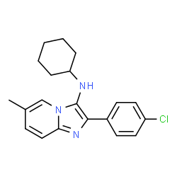 ChemSpider 2D Image | 2-(4-Chlorophenyl)-N-cyclohexyl-6-methylimidazo[1,2-a]pyridin-3-amine | C20H22ClN3
