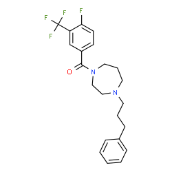 ChemSpider 2D Image | [4-Fluoro-3-(trifluoromethyl)phenyl][4-(3-phenylpropyl)-1,4-diazepan-1-yl]methanone | C22H24F4N2O