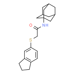 ChemSpider 2D Image | N-(Adamantan-1-yl)-2-(2,3-dihydro-1H-inden-5-ylsulfanyl)acetamide | C21H27NOS
