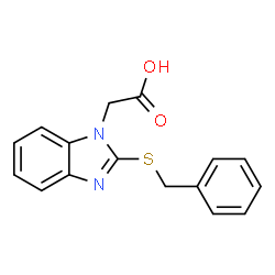 ChemSpider 2D Image | [2-(Benzylsulfanyl)-1H-benzimidazol-1-yl]acetic acid | C16H14N2O2S