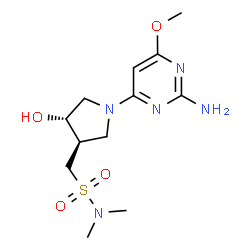ChemSpider 2D Image | 1-[(3R,4S)-1-(2-Amino-6-methoxy-4-pyrimidinyl)-4-hydroxy-3-pyrrolidinyl]-N,N-dimethylmethanesulfonamide | C12H21N5O4S