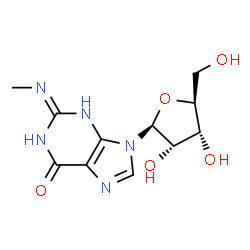 ChemSpider 2D Image | (2Z)-2-(Methylimino)-9-(beta-L-ribofuranosyl)-1,2,3,9-tetrahydro-6H-purin-6-one | C11H15N5O5