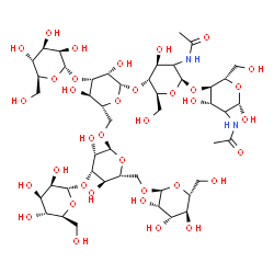 ChemSpider 2D Image | alpha-L-Mannopyranosyl-(1->3)-[alpha-D-mannopyranosyl-(1->6)-[alpha-L-mannopyranosyl-(1->3)]-alpha-D-mannopyranosyl-(1->6)]-beta-D-mannopyranosyl-(1->4)-(2xi)-2-acetamido-2-deoxy-beta-L-arabino-hexopy
ranosyl-(1->4)-(2xi)-2-acetamido-2-deoxy-beta-L-arabino-hexopyranose | C46H78N2O36