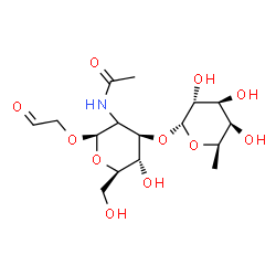 ChemSpider 2D Image | 2-Oxoethyl (2xi)-2-acetamido-2-deoxy-3-O-(6-deoxy-alpha-D-galactopyranosyl)-beta-D-arabino-hexopyranoside | C16H27NO11